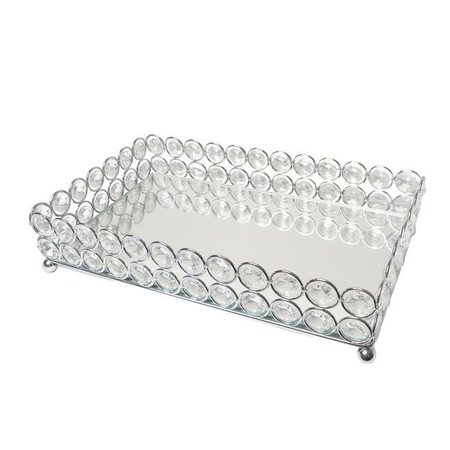 ELEGANT GARDEN DESIGN Elegant Designs HG1010-CHR Elipse Crystal Decorative Mirrored Jewelry or Makeup Vanity Organizer Tray; Chrome HG1010-CHR